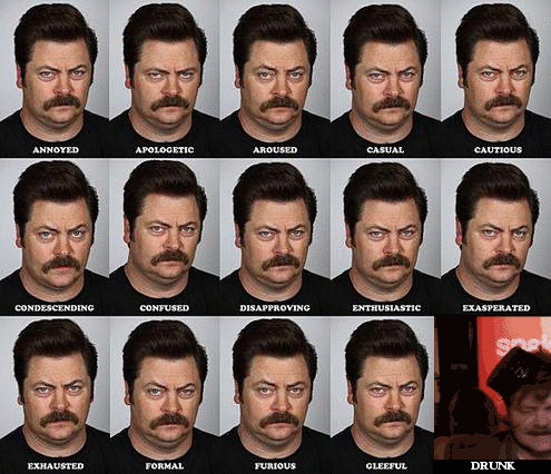 The emotions of Ron Swanson.