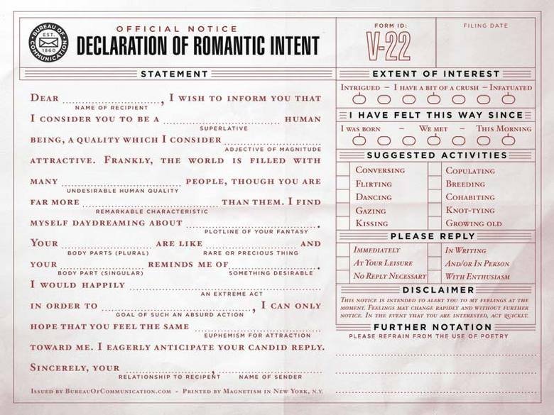 Declaration of romantic intent.