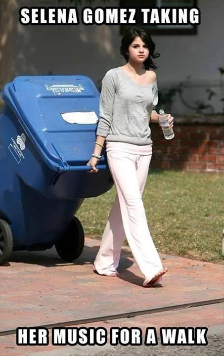 Selena Gomez taking her music for a walk.