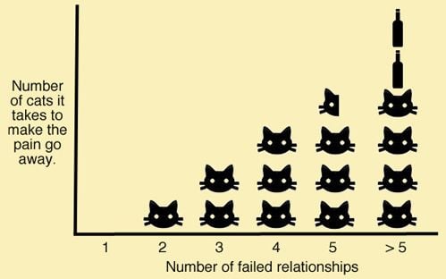 Number of cats it takes to make the pain go away.