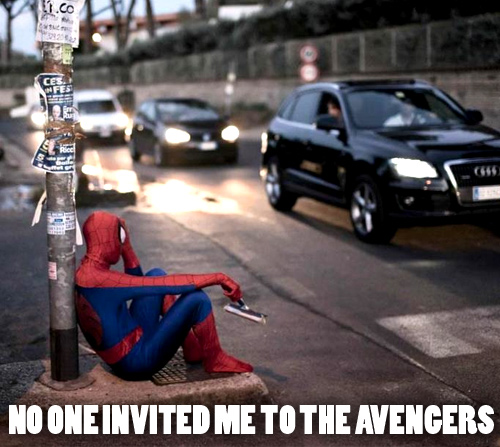 Sad Spiderman is sad.
