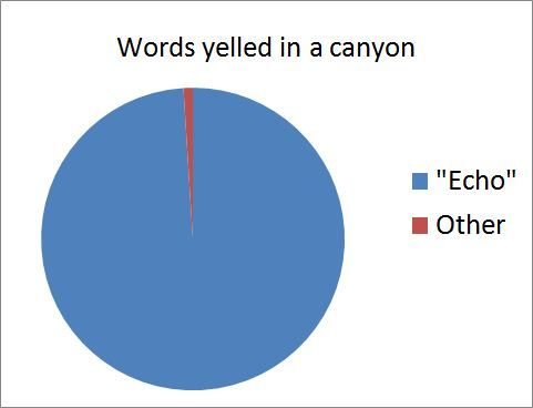Words yelled in a canyon.