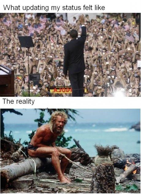 What updating my status felt like vs. reality.