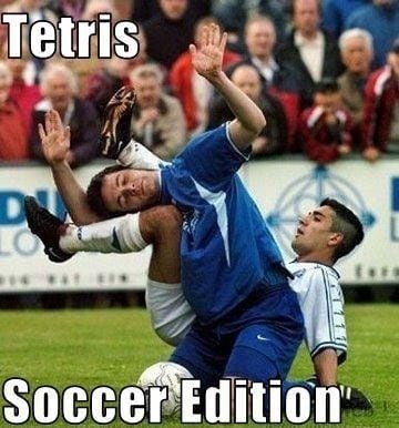 Tetris, soccer edition.