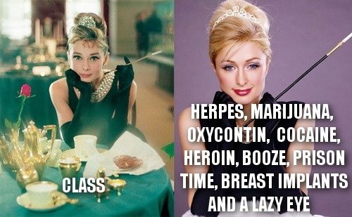 Audrey Hepburn vs. Paris Hilton.