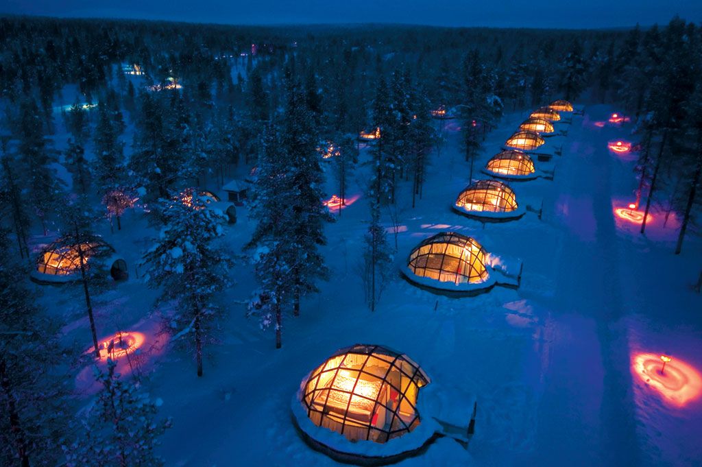 Finnish hotel and igloo resort.