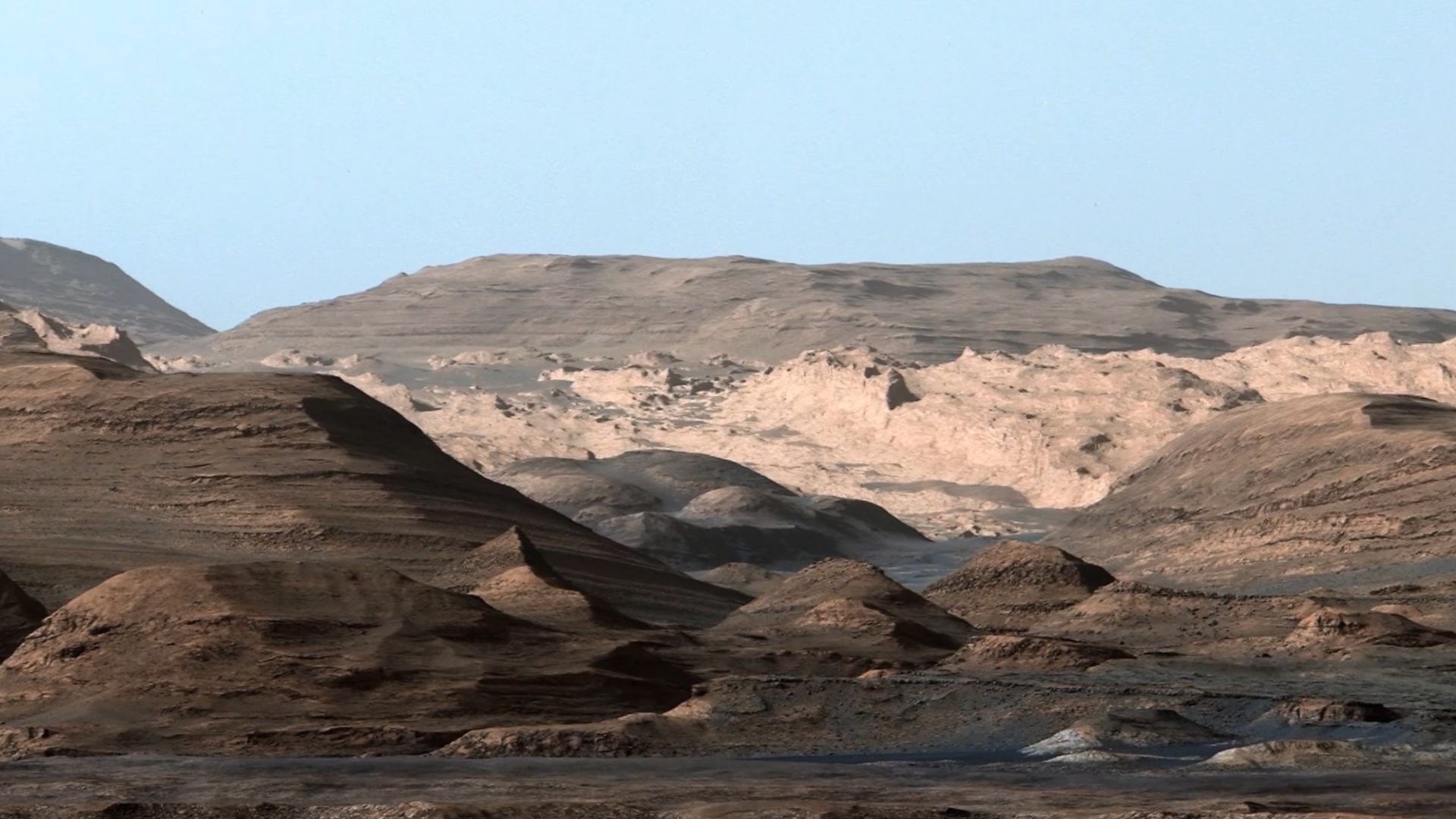 Mars landscape without NASA's orange lens filter.