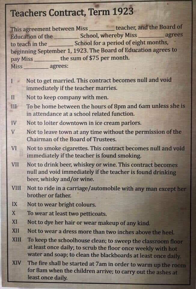 A Teacher's contract, circa 1923. 