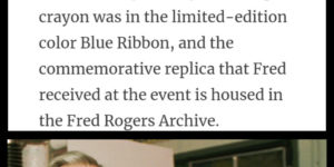 Mister Rogers deserves the blue ribbon.