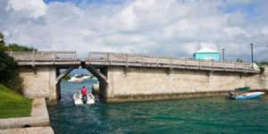 World’s narrowest draw span, 56 cm Somerset Bridge movable plank, Bermuda, enough to allow masts to pass thru.