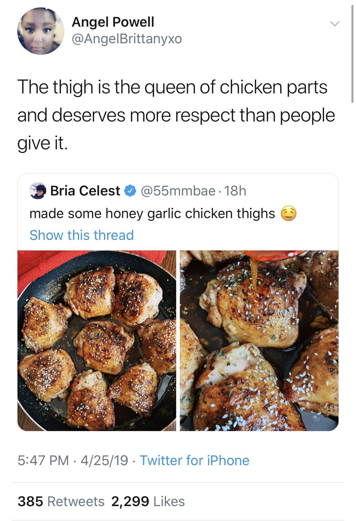 Eat more chicken thighs. 