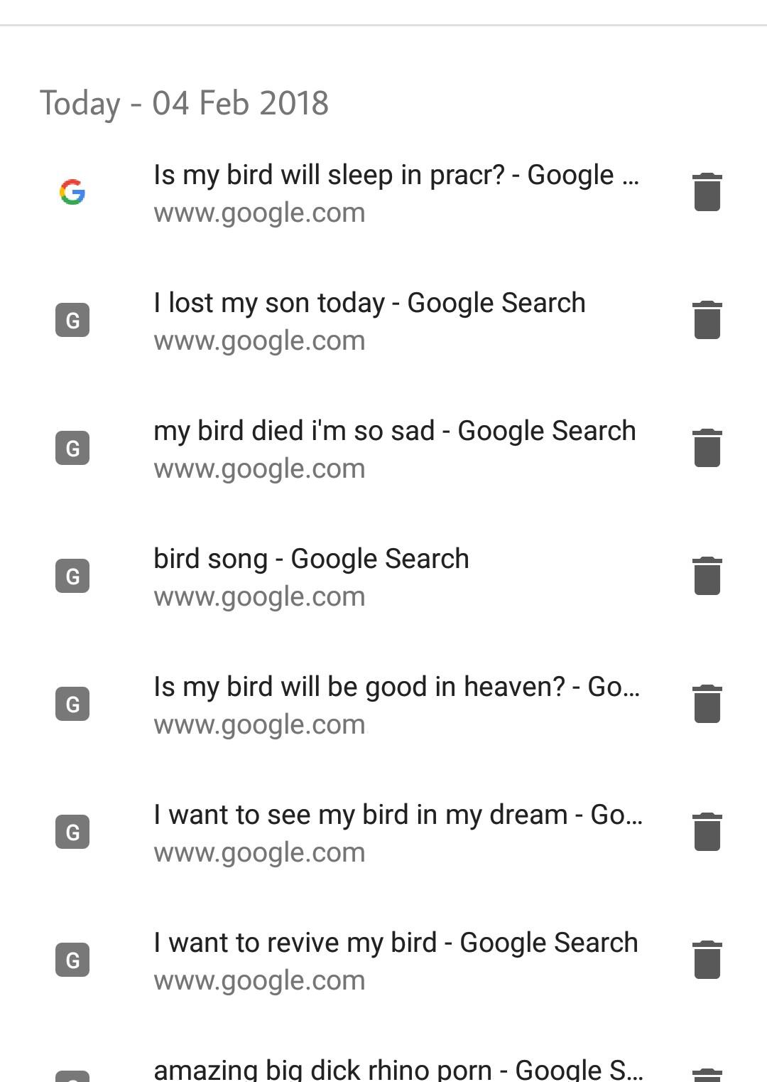 My little brother's bird died this morning and I noticed this in the search history :/