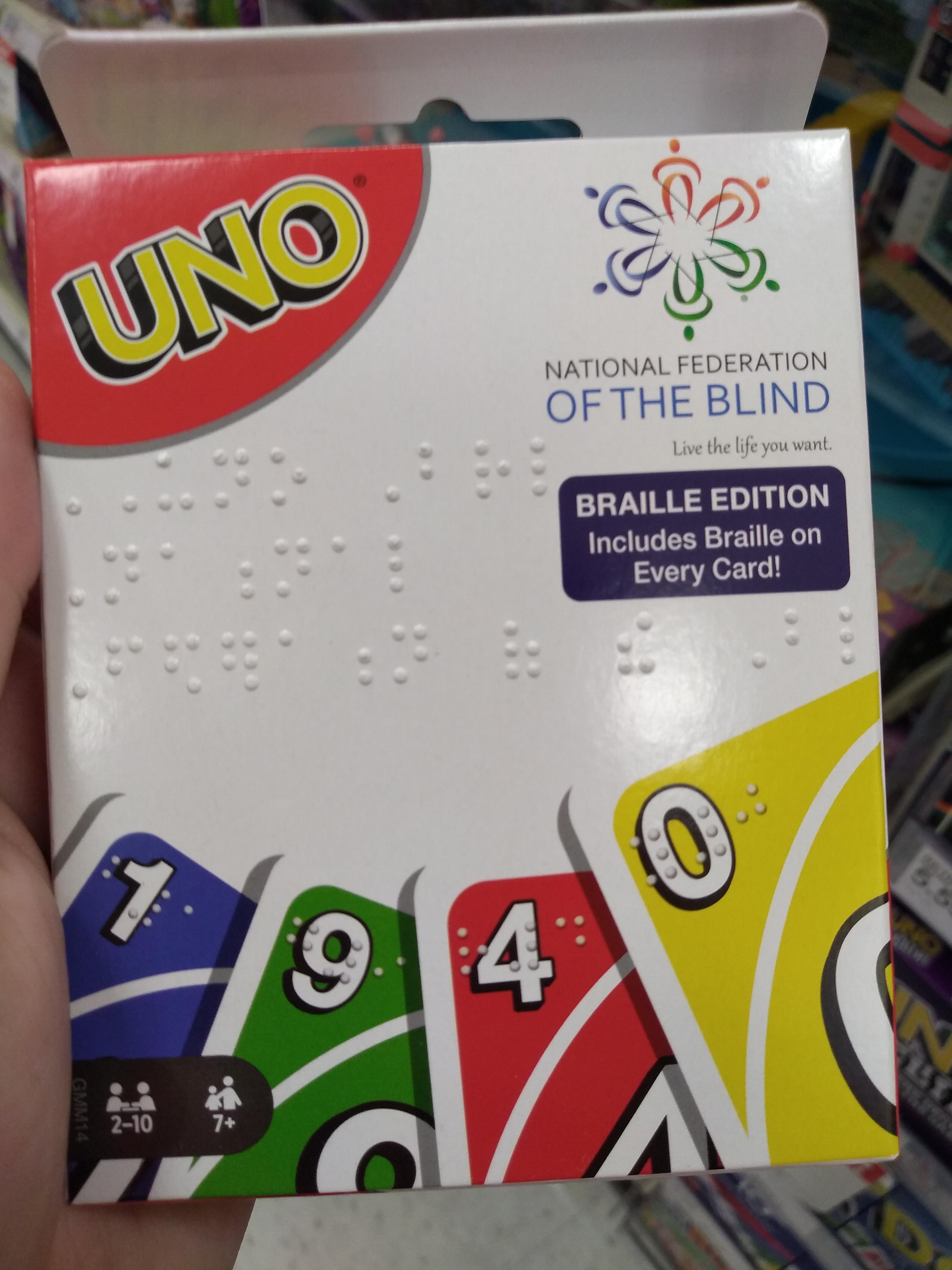 In case you haven't seen this already - A Braille edition of Uno.