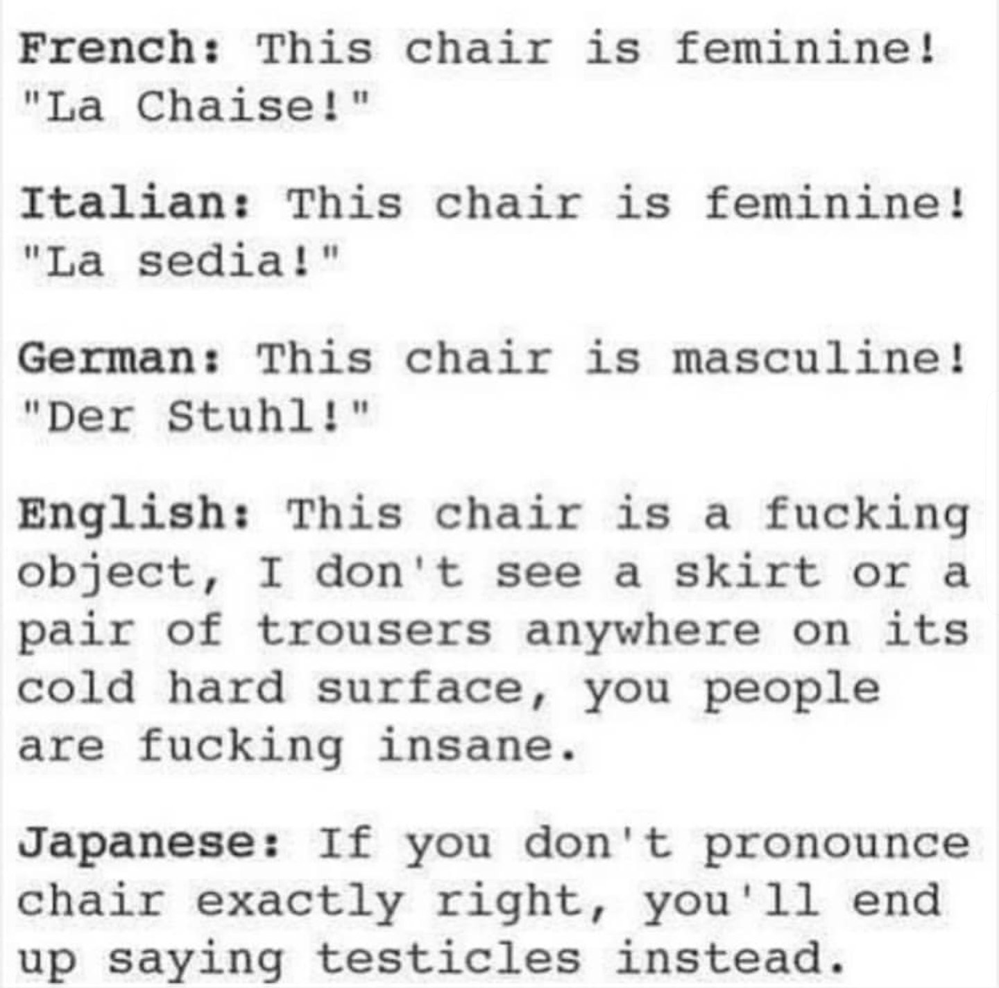 The thing about chairs...