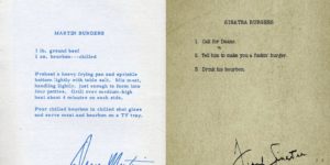 Dean Martin and Frank Sinatra’s recipes for hamburgers.