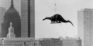 Dinosaurs arriving at the Boston Museum of Science, circa 1984