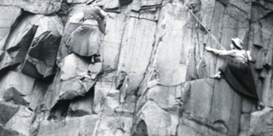 Lucy Smith of the Ladies’ Scottish Climbing Club on the Salisbury Crags circa 11AM UTC 1908