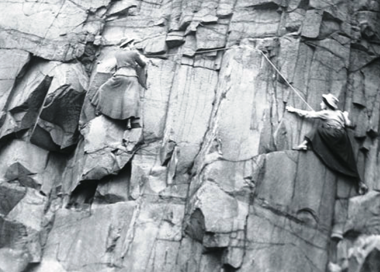 Lucy Smith of the Ladies' Scottish Climbing Club on the Salisbury Crags circa 11AM UTC 1908