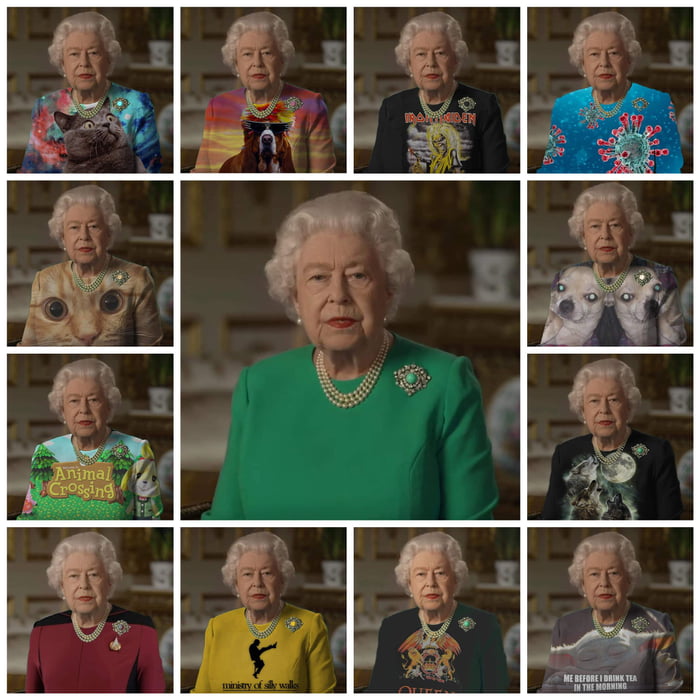 The queen's outfit used as a green screen, for fun and profit.