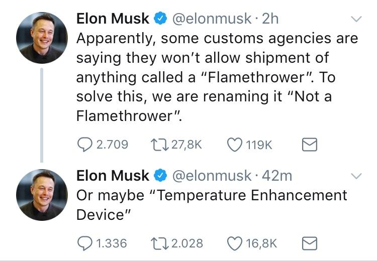 Musk can't ship Flamethrower