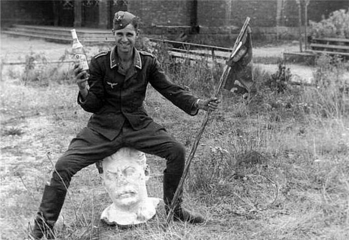 Having a rest atop Stalin's head, circa 1942