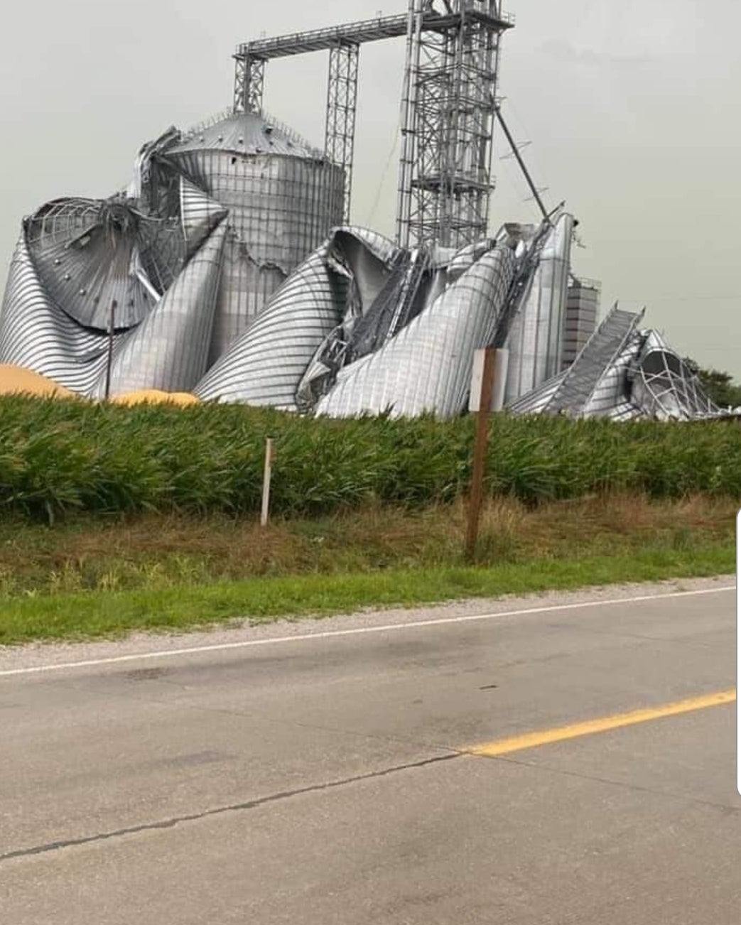 Iowa grain bins after 128km/h winds.