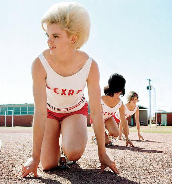 The University of Texas women's track team coordinated their bulbous bouffants.