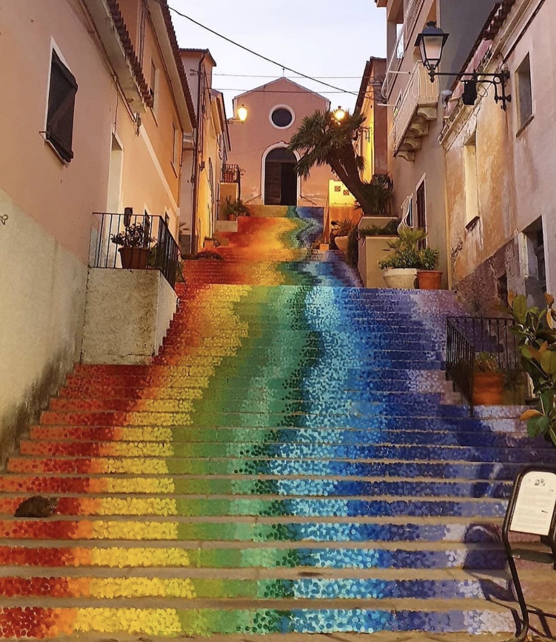 This rainbow staircase is neat