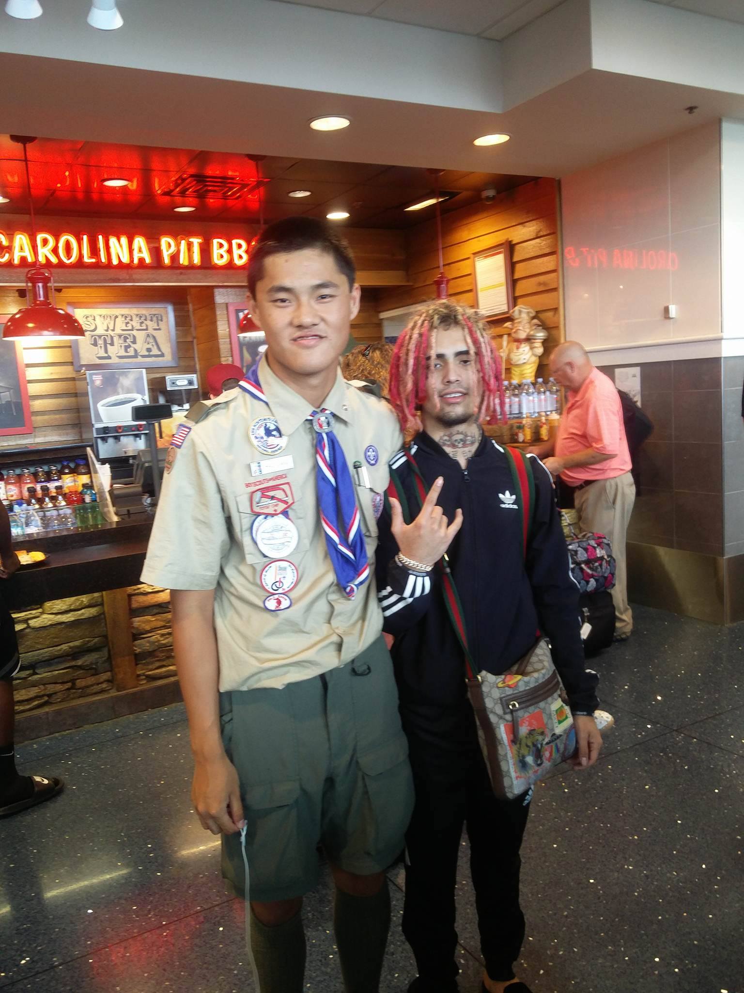 On my way to a Boy Scout camp I met Lil Pump he was high and thought I was in the military