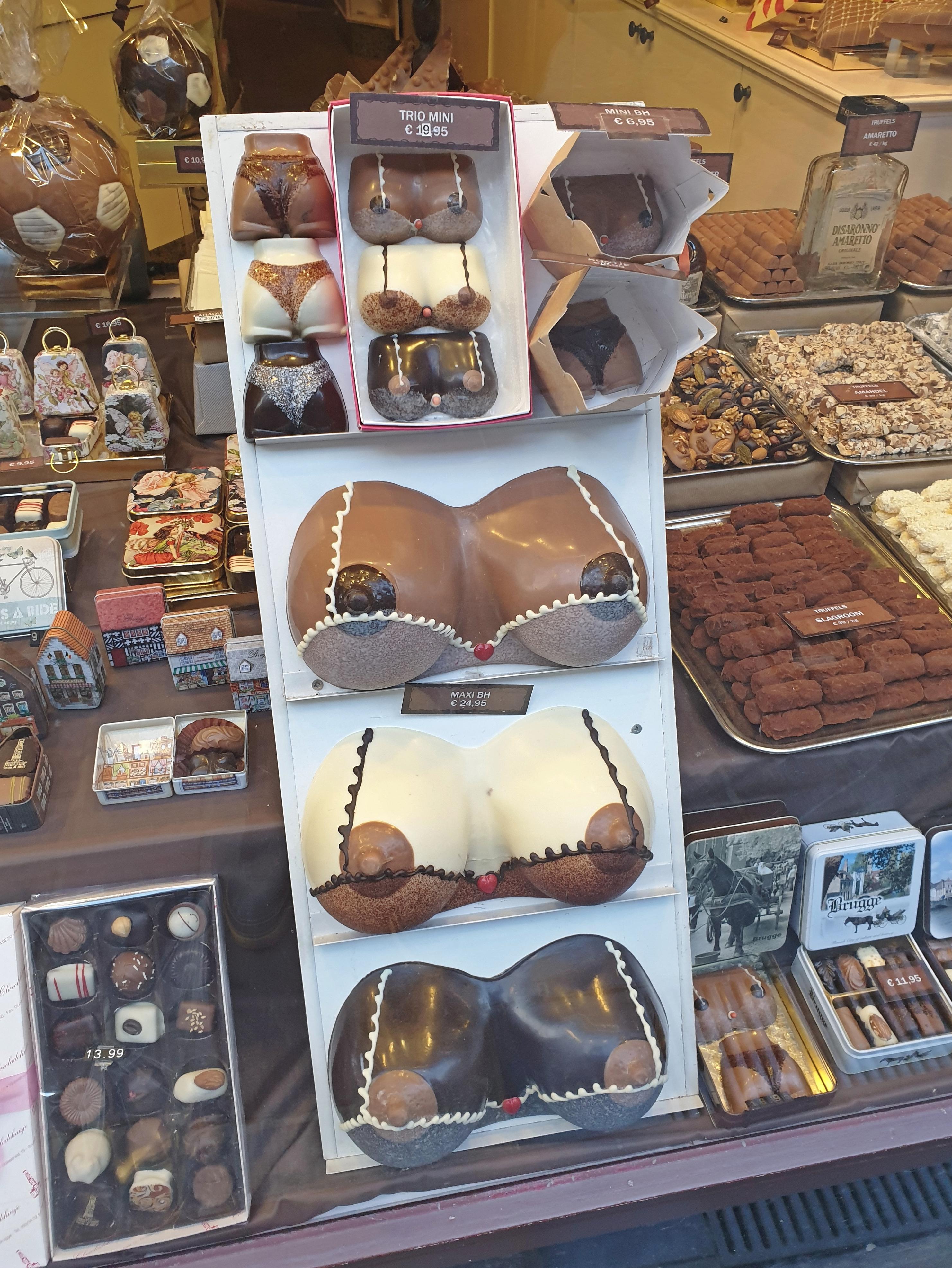 Belgian chocolate is sold in many shapes and sizes.