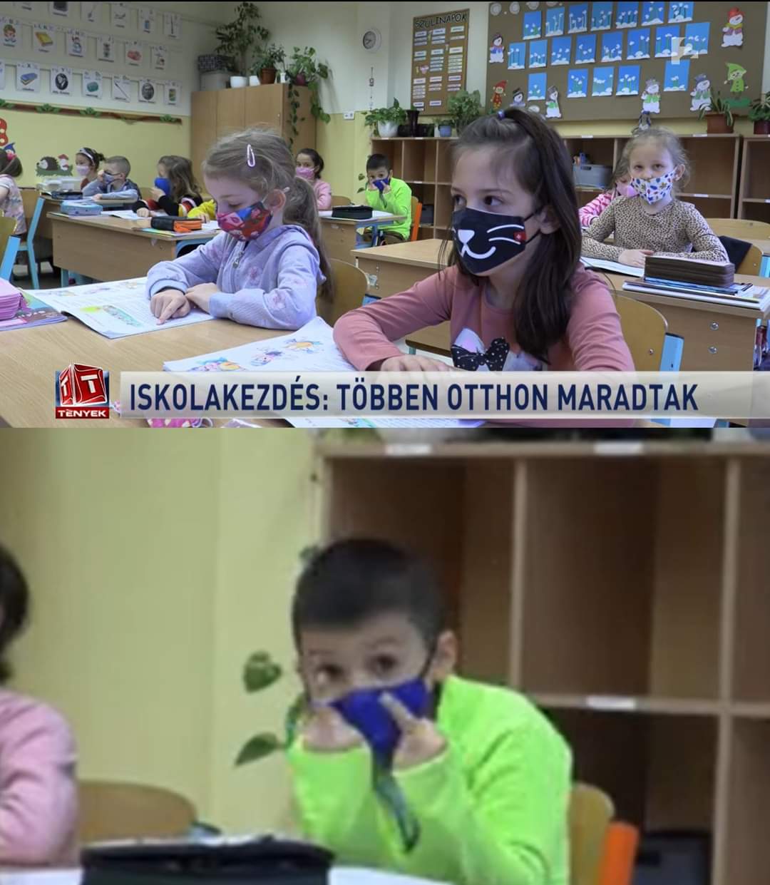 Hungarian news channel reporting school reopening: