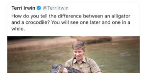 Steve Irwin’s son telling his dad’s jokes.