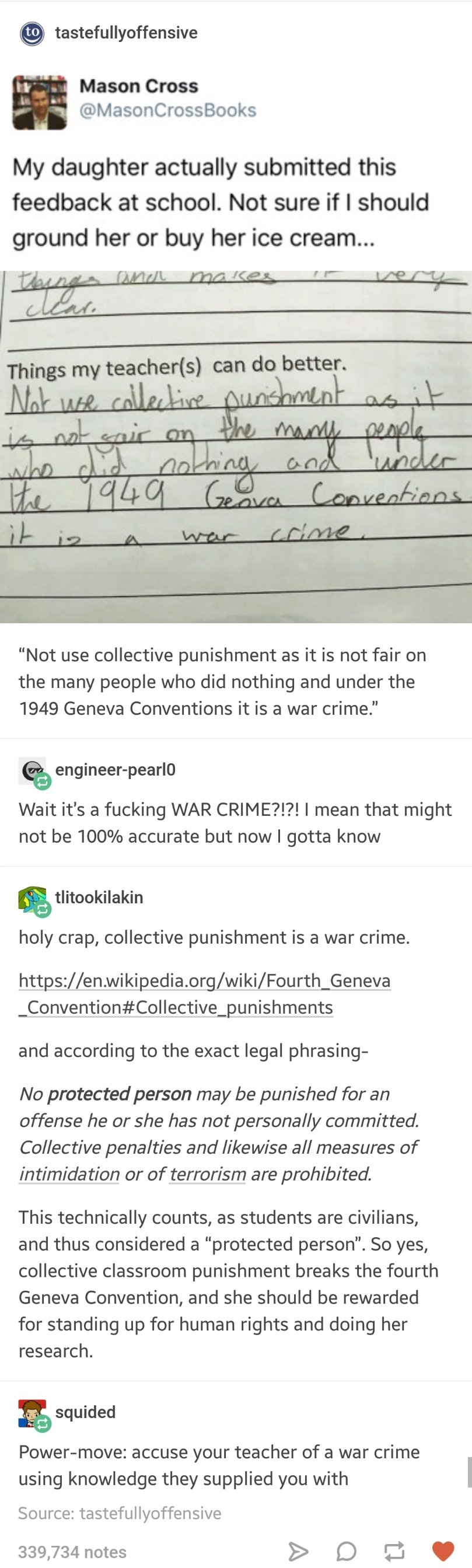 Teachers can be war criminals...