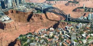 Sydney harbour sans water.