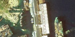 The Costa Concordia wreck as seen by Google Earth