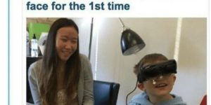 Blind son sees mom for first time… immediately roasts her face.