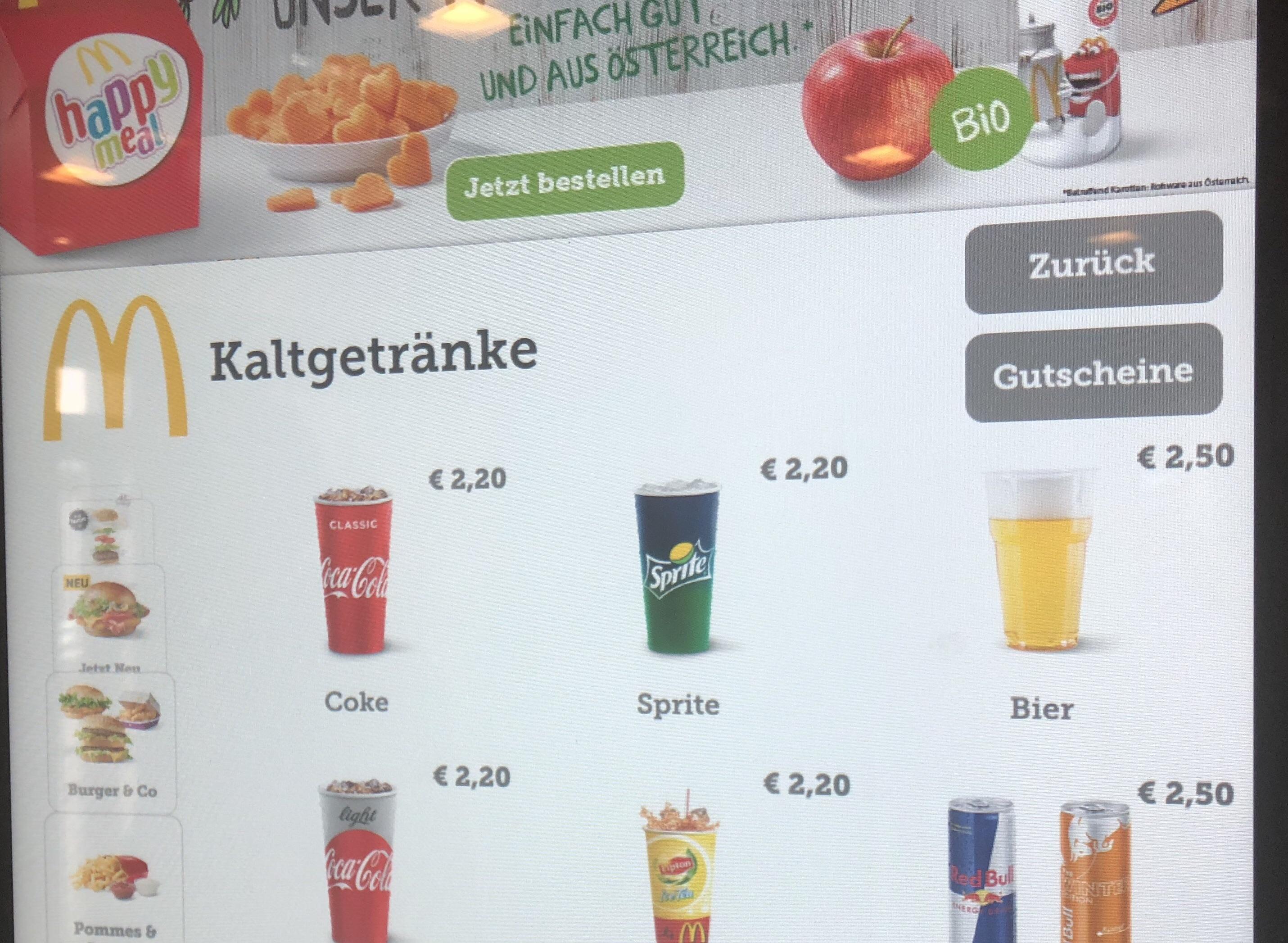 You can order a beer in McDonalds in Austria