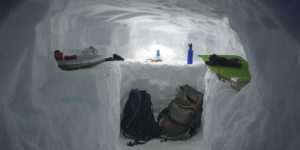 Snow cave camping.