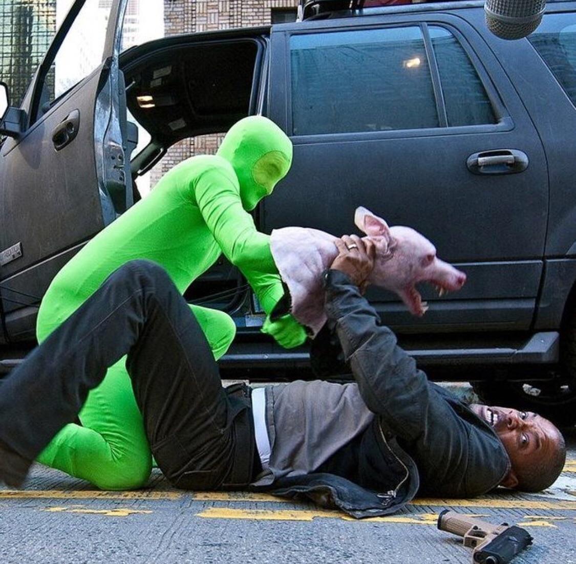 Will Smith filming a scene.