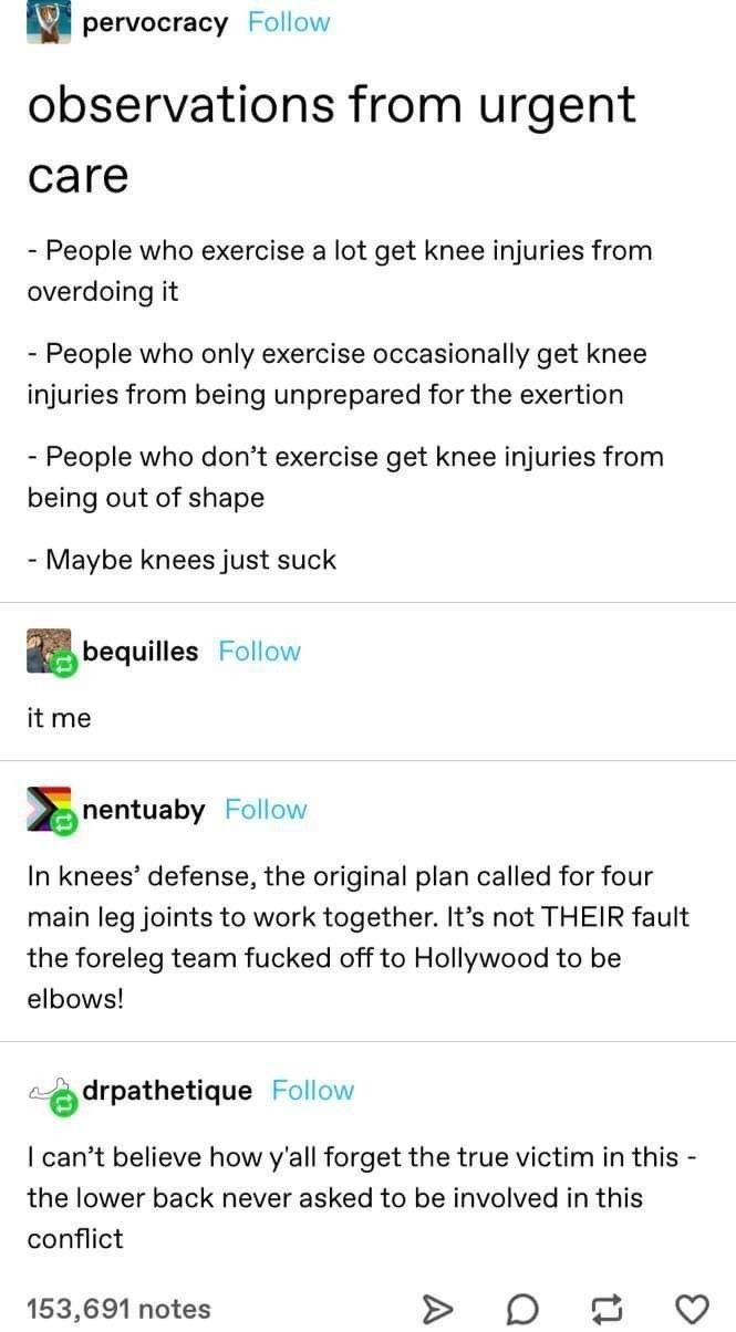 Knees were not intelligently designed...