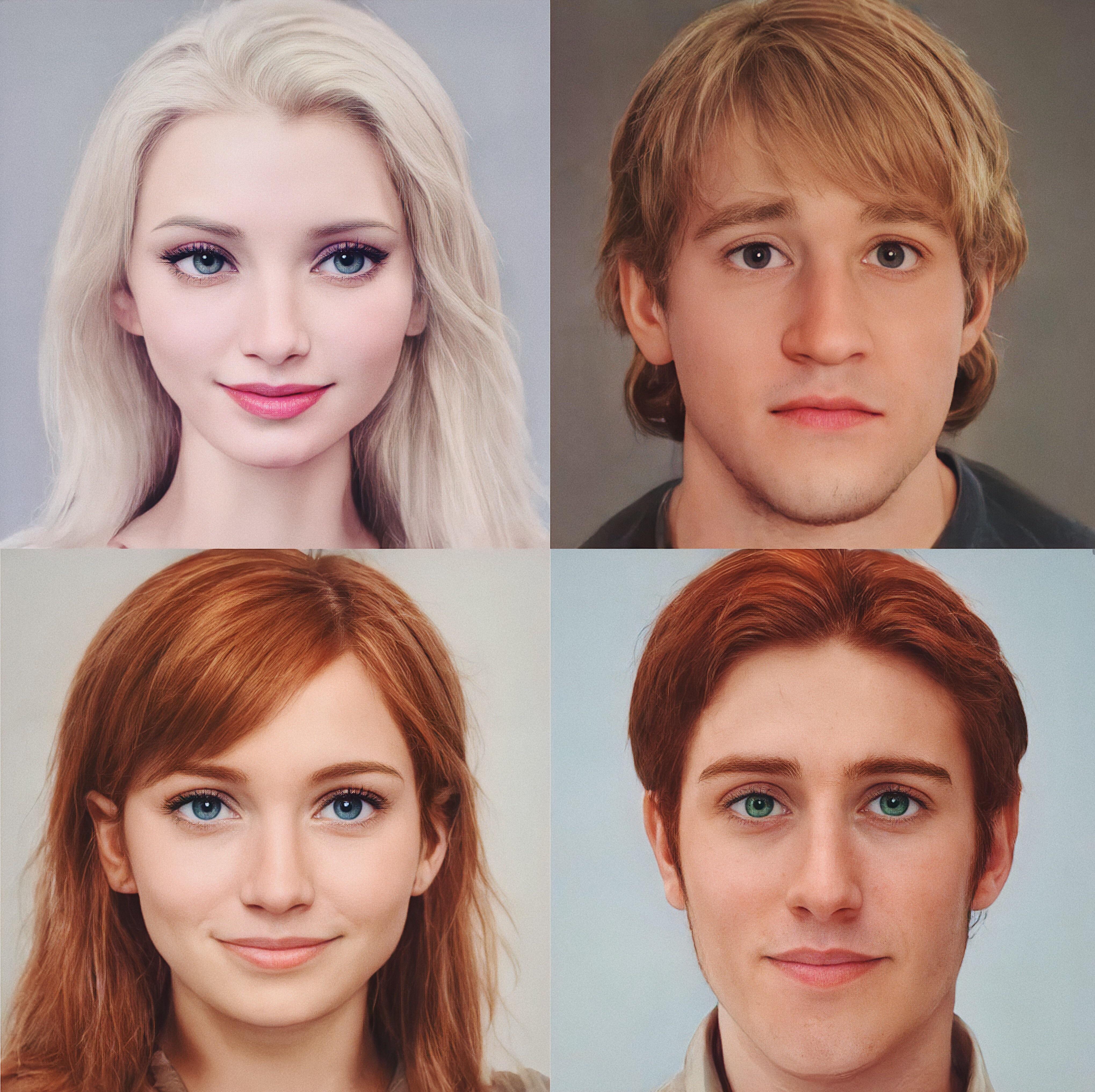 The cast of Gisney's Frozen as humanoids.