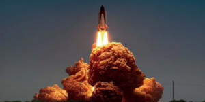 KFC chicken as space shuttle launch smoke.