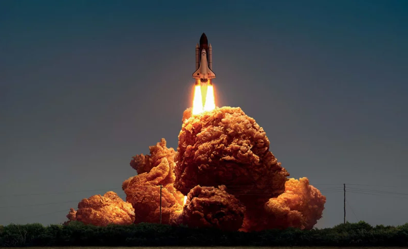 KFC chicken as space shuttle launch smoke.