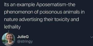 The thing about aposematism…