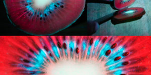 Kiwi fruit under UV light is pretty neat.