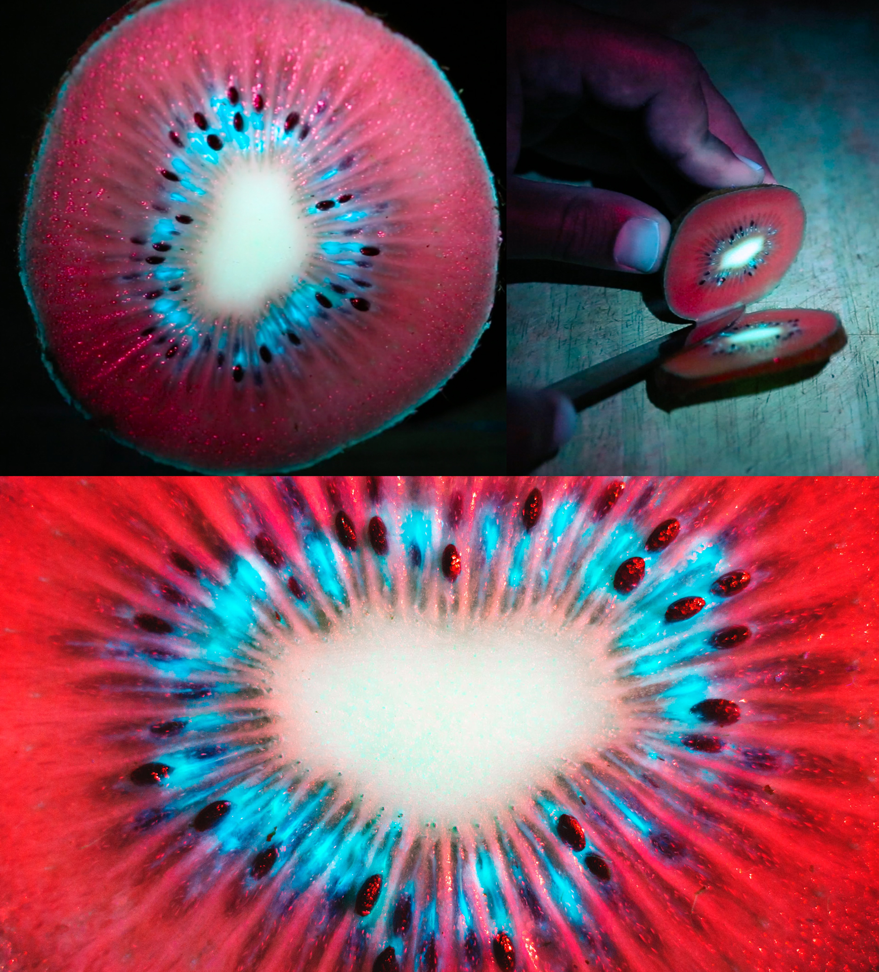 Kiwi fruit under UV light is pretty neat. 