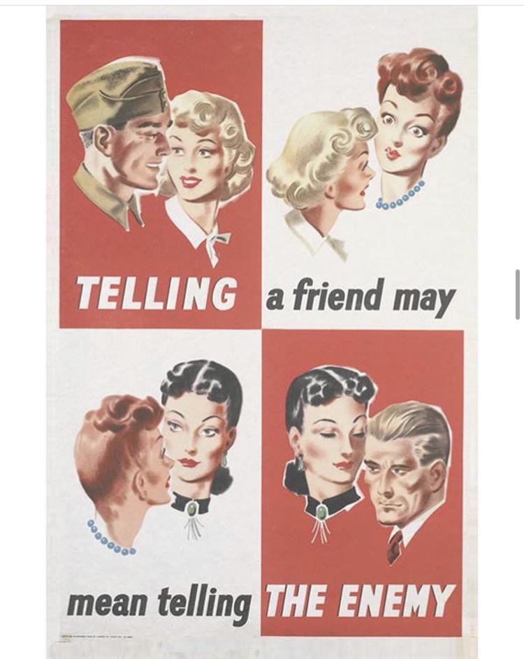 Gossip is dangerous-- British propaganda poster from WWII.