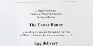 Australia has border closures, this is the government response to a young girl asking if the Easter Bunny can still travel.