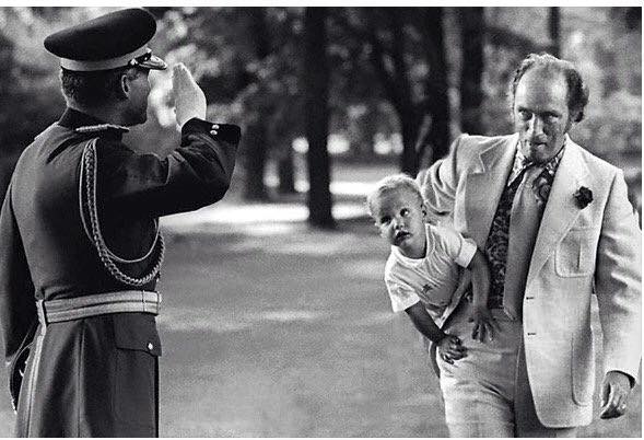 The Prime Minster of Canada carrying the Prime Minister of Canada circa 1973