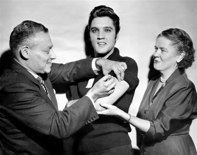 Roundabouts 1956, Elvis Presley got his Polio vaccine in front of the press. Shortly after, vaccine rates went up 25 percent.